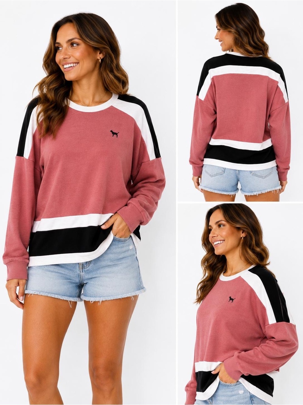 PINK Victoria's Secret Pullover Sweatshirt in Mauve, Black & White